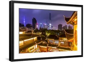 Yuyuan Gardens and Bazaar with the Shanghai Tower Behind, Old Town, Shanghai, China-Jon Arnold-Framed Photographic Print