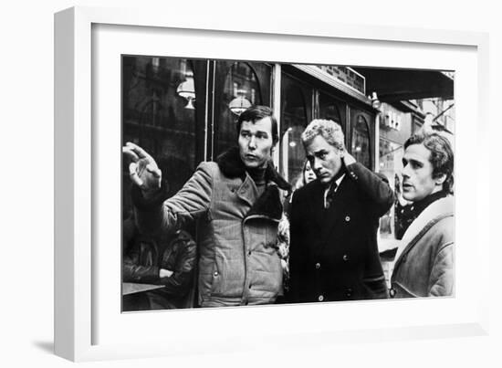 Yves Boisset Directing Gian Maria Volente and Denis Manuel in a Scene from the Movie "L'Attentat"-null-Framed Photo