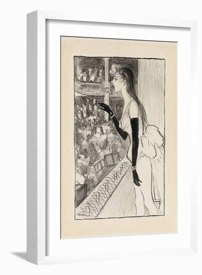 Yvette Gilbert at the Theatre, (Brush and Black Ink, Charcoal and Black Crayon on Paper)-Theophile Alexandre Steinlen-Framed Giclee Print