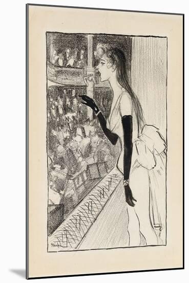 Yvette Gilbert at the Theatre, (Brush and Black Ink, Charcoal and Black Crayon on Paper)-Theophile Alexandre Steinlen-Mounted Giclee Print