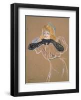 Yvette Guilbert (1867-1944) Singing "Linger, Longer, Loo," 1894-Henri de Toulouse-Lautrec-Framed Giclee Print