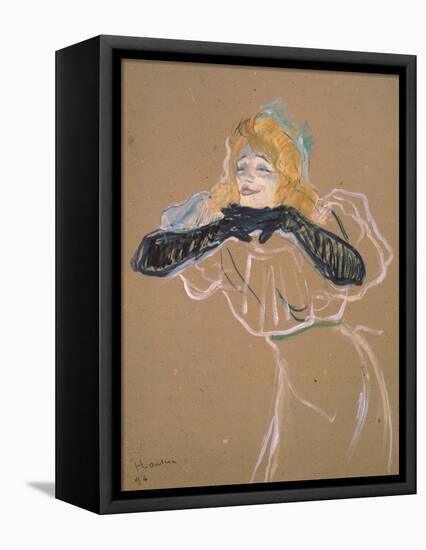 Yvette Guilbert (1867-1944) Singing "Linger, Longer, Loo," 1894-Henri de Toulouse-Lautrec-Framed Stretched Canvas