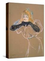 Yvette Guilbert (1867-1944) Singing "Linger, Longer, Loo," 1894-Henri de Toulouse-Lautrec-Stretched Canvas