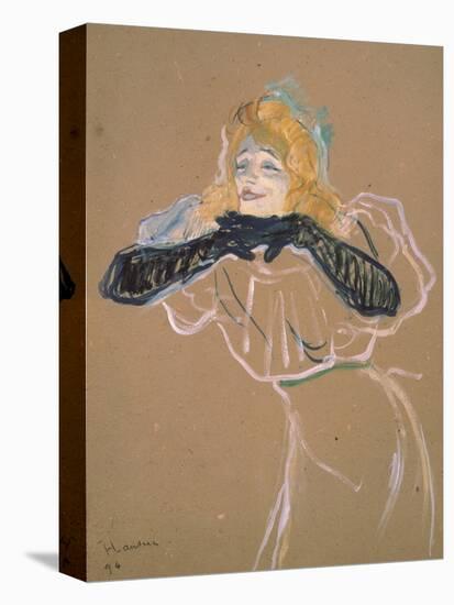 Yvette Guilbert (1867-1944) Singing "Linger, Longer, Loo," 1894-Henri de Toulouse-Lautrec-Stretched Canvas