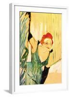 Yvette Guilbert Greets The Audience-Henri de Toulouse-Lautrec-Framed Art Print