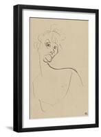 Yvette Guilbert's Face Turned Slightly to the Right-Henri de Toulouse-Lautrec-Framed Giclee Print