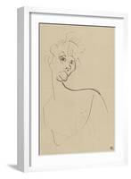 Yvette Guilbert's Face Turned Slightly to the Right-Henri de Toulouse-Lautrec-Framed Giclee Print