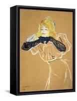 Yvette Guilbert Singing "Linger Longer Loo"-Henri de Toulouse-Lautrec-Framed Stretched Canvas