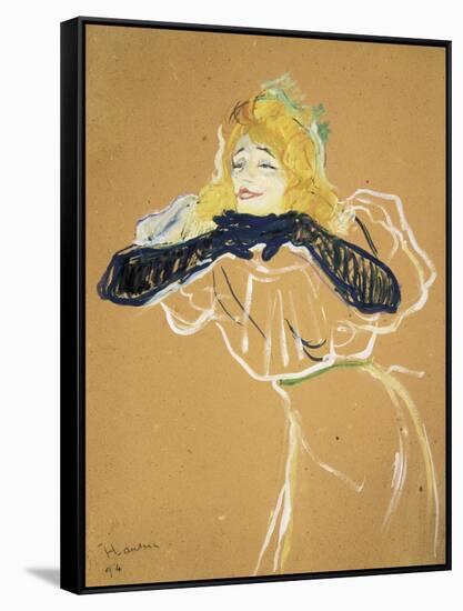 Yvette Guilbert Singing "Linger Longer Loo"-Henri de Toulouse-Lautrec-Framed Stretched Canvas