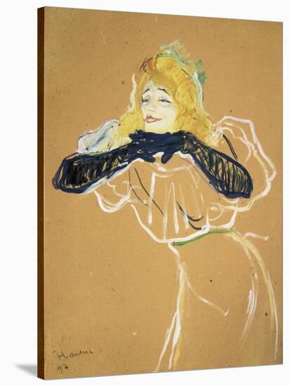 Yvette Guilbert Singing "Linger Longer Loo"-Henri de Toulouse-Lautrec-Stretched Canvas