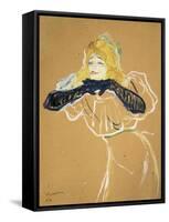 Yvette Guilbert Singing "Linger Longer Loo"-Henri de Toulouse-Lautrec-Framed Stretched Canvas