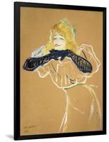 Yvette Guilbert Singing "Linger Longer Loo"-Henri de Toulouse-Lautrec-Framed Art Print