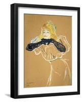 Yvette Guilbert Singing "Linger Longer Loo"-Henri de Toulouse-Lautrec-Framed Art Print