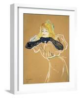 Yvette Guilbert Singing "Linger Longer Loo"-Henri de Toulouse-Lautrec-Framed Art Print