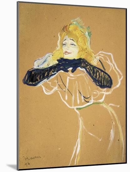 Yvette Guilbert Singing "Linger Longer Loo"-Henri de Toulouse-Lautrec-Mounted Art Print