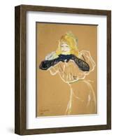 Yvette Guilbert Singing "Linger Longer Loo"-Henri de Toulouse-Lautrec-Framed Art Print