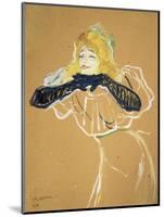 Yvette Guilbert Singing "Linger Longer Loo"-Henri de Toulouse-Lautrec-Mounted Art Print