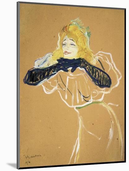 Yvette Guilbert Singing "Linger Longer Loo"-Henri de Toulouse-Lautrec-Mounted Art Print