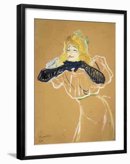 Yvette Guilbert Singing "Linger Longer Loo"-Henri de Toulouse-Lautrec-Framed Art Print