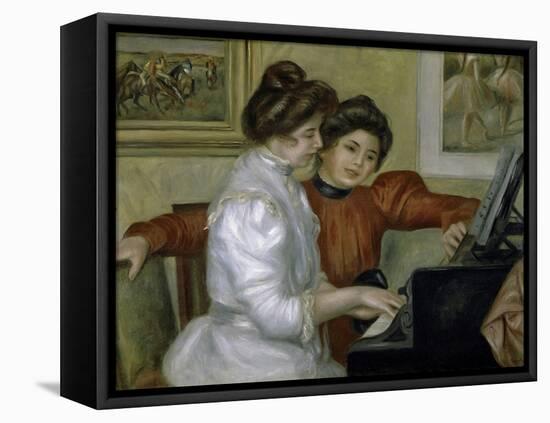 Yvonne and Christine Leroll at the Piano-Pierre-Auguste Renoir-Framed Stretched Canvas