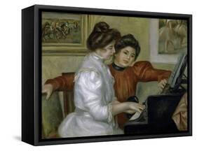 Yvonne and Christine Leroll at the Piano-Pierre-Auguste Renoir-Framed Stretched Canvas