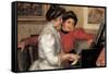 Yvonne and Christine Lerolle At The Piano-Pierre-Auguste Renoir-Framed Stretched Canvas