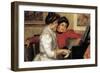 Yvonne and Christine Lerolle At The Piano-Pierre-Auguste Renoir-Framed Art Print