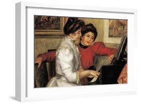 Yvonne and Christine Lerolle At The Piano-Pierre-Auguste Renoir-Framed Art Print