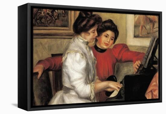Yvonne and Christine Lerolle At The Piano-Pierre-Auguste Renoir-Framed Stretched Canvas