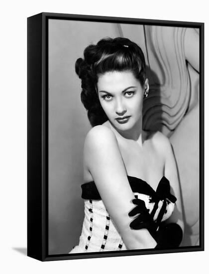 Yvonne by Carlo (1922 2007) actrice d'origine canadienne naturalisee americaine (b/w photo)-null-Framed Stretched Canvas