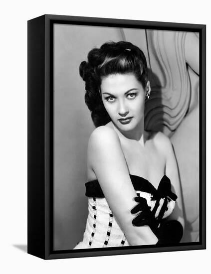 Yvonne by Carlo (1922 2007) actrice d'origine canadienne naturalisee americaine (b/w photo)-null-Framed Stretched Canvas