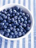 Bowl of Fresh Blueberries on Striped Cloth-Yvonne Duivenvoorden-Photographic Print