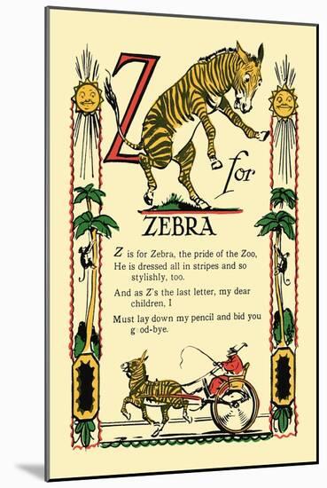 Z for Zebra-Tony Sarge-Mounted Art Print
