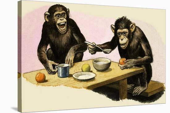 Z For Zoo, Chimpanzee's Tea-Party-R. B. Davis-Stretched Canvas