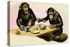 Z For Zoo, Chimpanzee's Tea-Party-R. B. Davis-Stretched Canvas