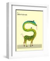 Z is for Zebrattlesnake-Jazzberry Blue-Framed Art Print