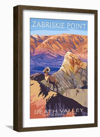 Zabriskie Point - Death Valley National Park-Lantern Press-Framed Art Print