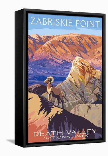Zabriskie Point - Death Valley National Park-Lantern Press-Framed Stretched Canvas