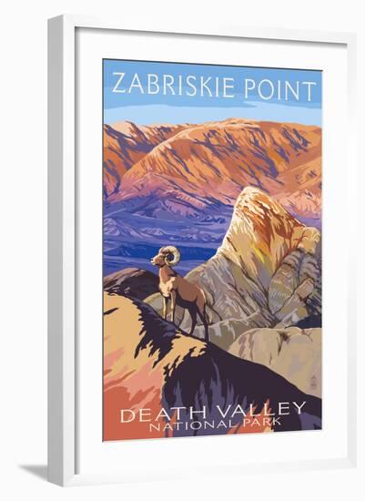 Zabriskie Point - Death Valley National Park-Lantern Press-Framed Art Print