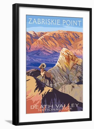 Zabriskie Point - Death Valley National Park-Lantern Press-Framed Art Print