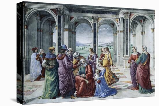 Zacharias Writes Down the Name of His Son-Domenico Ghirlandaio-Stretched Canvas