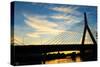 Zakim Bunker Hill Memorial Bridge at Sunset in Boston, Massachusetts-haveseen-Stretched Canvas