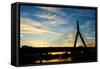 Zakim Bunker Hill Memorial Bridge at Sunset in Boston, Massachusetts-haveseen-Framed Stretched Canvas