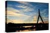 Zakim Bunker Hill Memorial Bridge at Sunset in Boston, Massachusetts-haveseen-Stretched Canvas