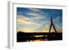 Zakim Bunker Hill Memorial Bridge at Sunset in Boston, Massachusetts-haveseen-Framed Photographic Print