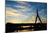 Zakim Bunker Hill Memorial Bridge at Sunset in Boston, Massachusetts-haveseen-Mounted Photographic Print