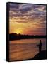 Zambezi National Park, Sausage Tree Camp, Fly-Fishing for Tiger Fish at Sunset on River, Zambia-John Warburton-lee-Framed Stretched Canvas