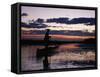 Zambia Game Scout Poling Mokorro Along Lukulu River at Sunset-John Warburton-lee-Framed Stretched Canvas