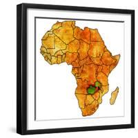 Zambia on Actual Map of Africa-michal812-Framed Premium Giclee Print