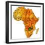 Zambia on Actual Map of Africa-michal812-Framed Premium Giclee Print